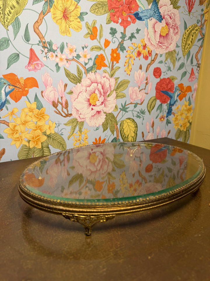 Glass Mirrored Vanity Tray