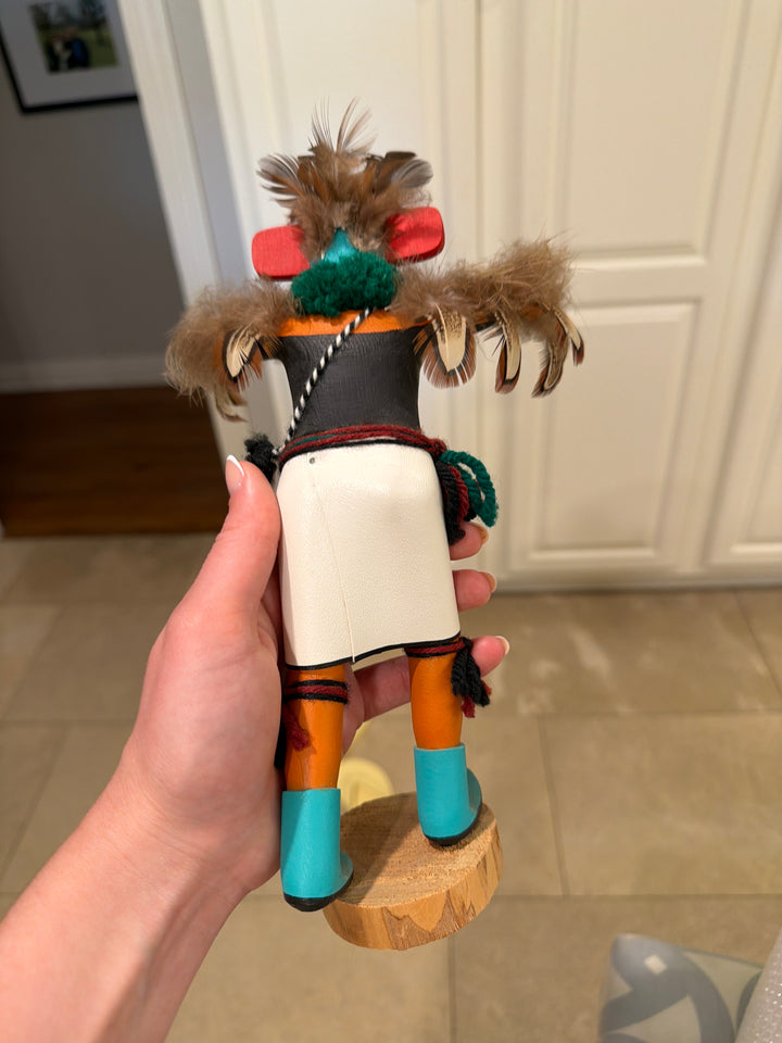 Hopi Kachina Doll with Feathers and Yarn by B. Smith