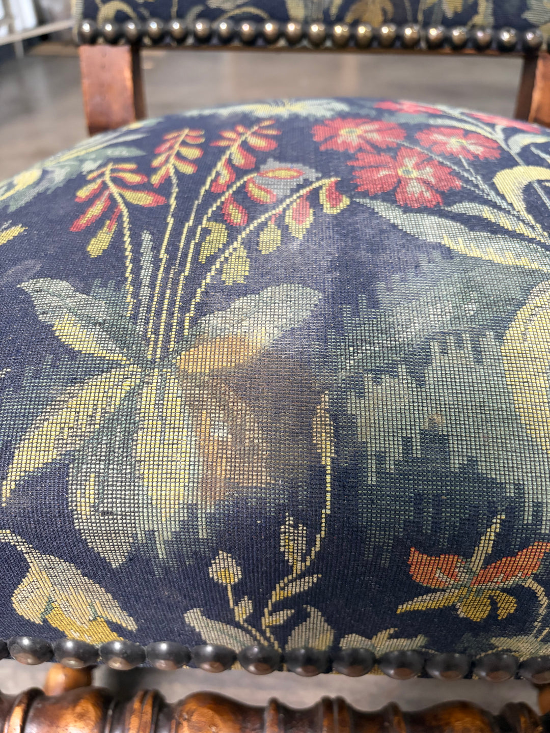 Pair of Barley Twist Dining Chairs with Tapestry Upholstery