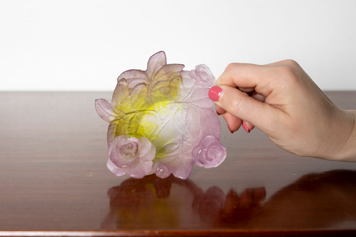 Daum Pate de Verre Rose Bowl