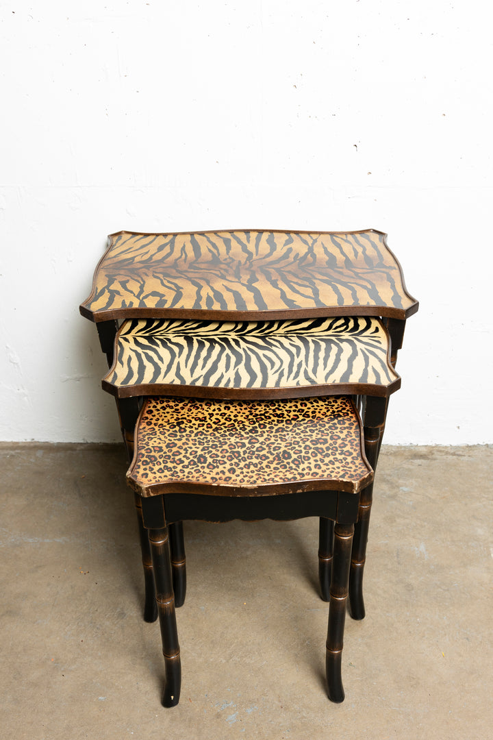 Faux Bamboo Resin Nesting Tables