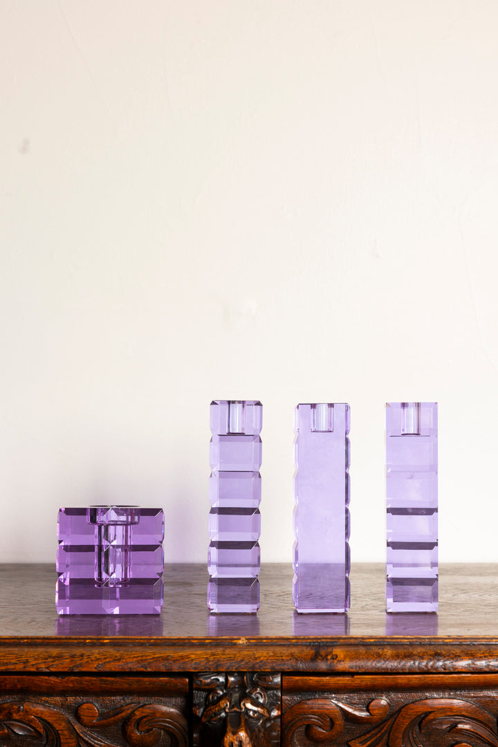 Veritas Purple Crystal Candle Holders