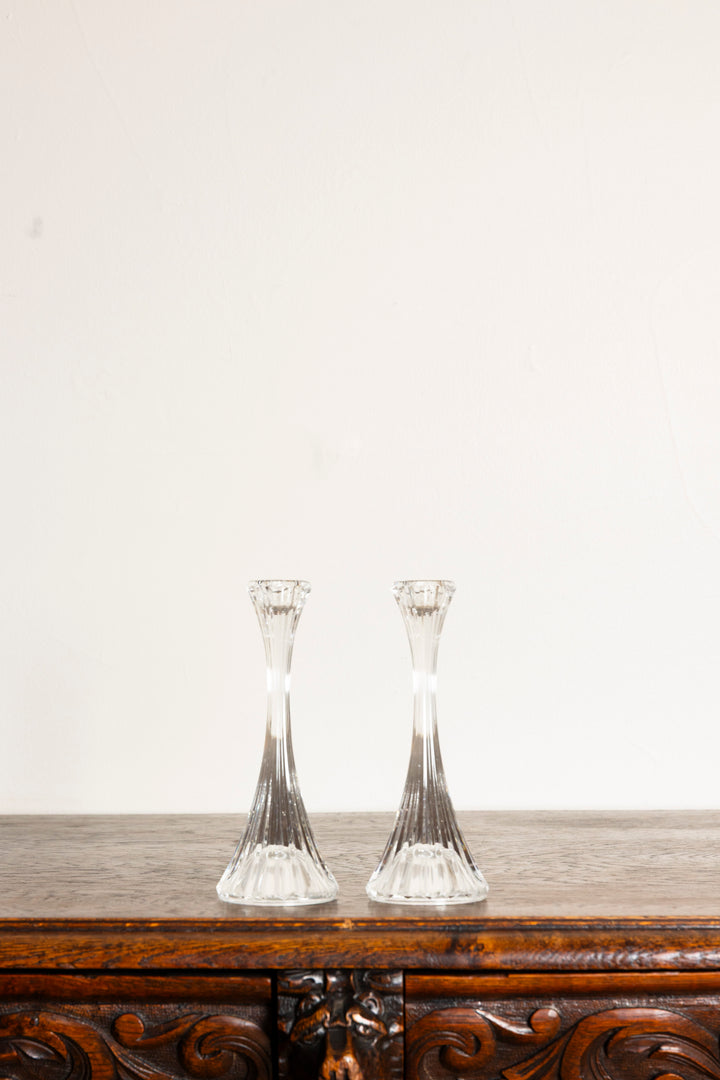 Set of 2 Mikasa Crystal Taper Candle Holders