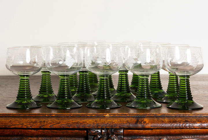 Luminarc - Roemer Wine Glasses Set of 12 With Etched Grape & Vine Pattern
