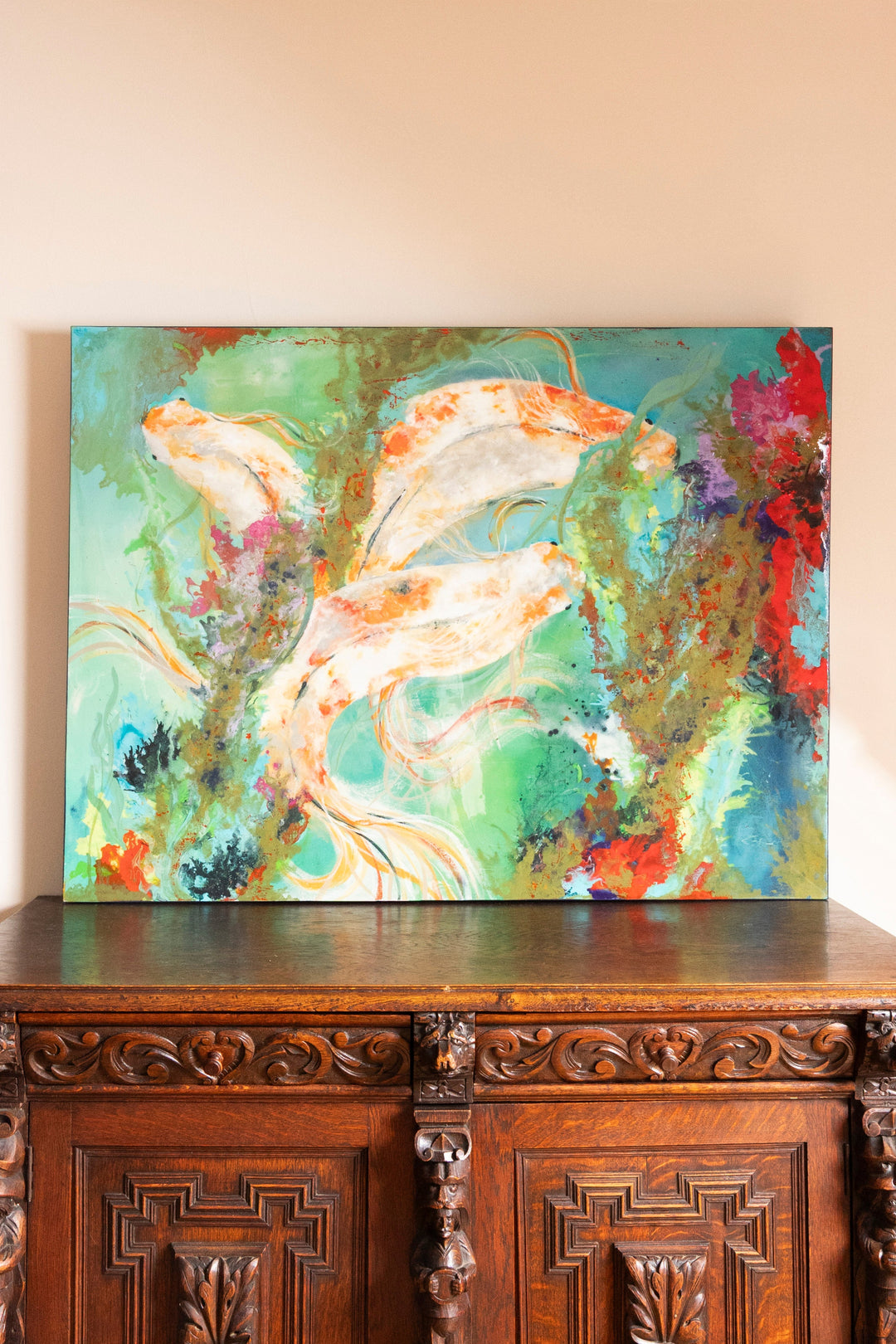 “Camouflage” Koi Painting by Renata Holder