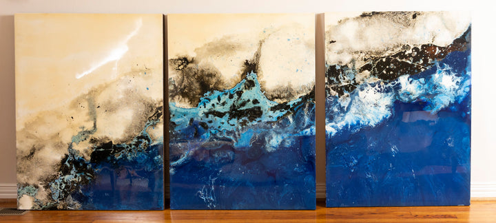 Original Matt Esparza Set of 3 Paintings - Acrylic on Board, Gloss Varnish
