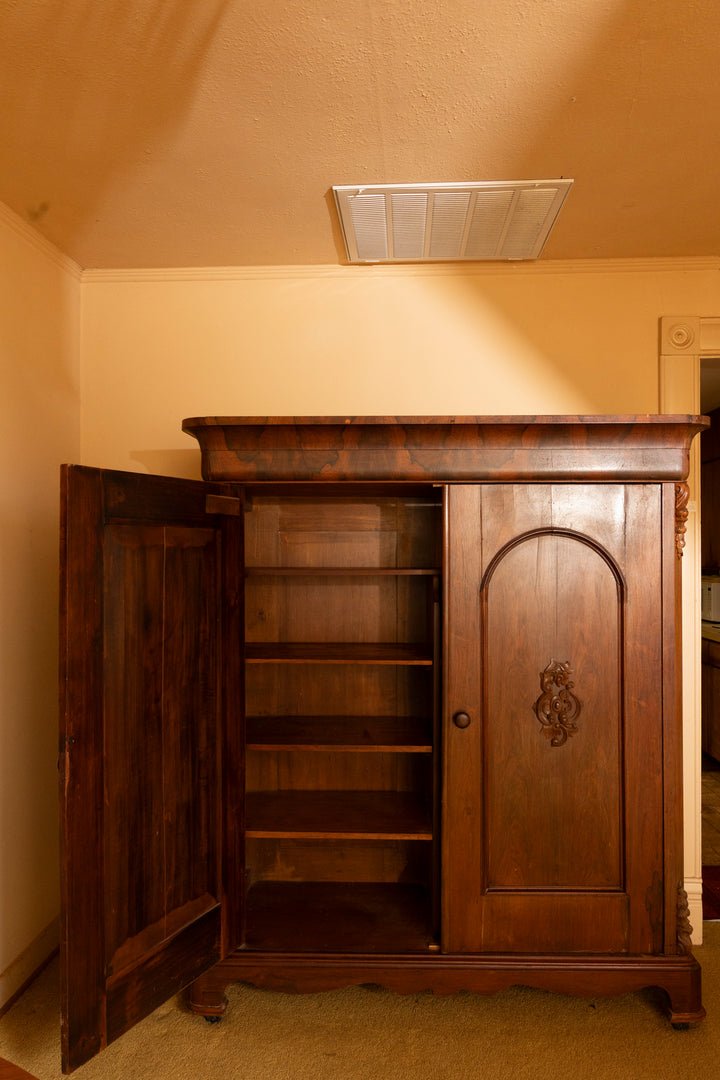 Elegant Antique Victorian Armoire – Carved Walnut, 19th Century *Local Pickup Available in Honey Grove, TX*