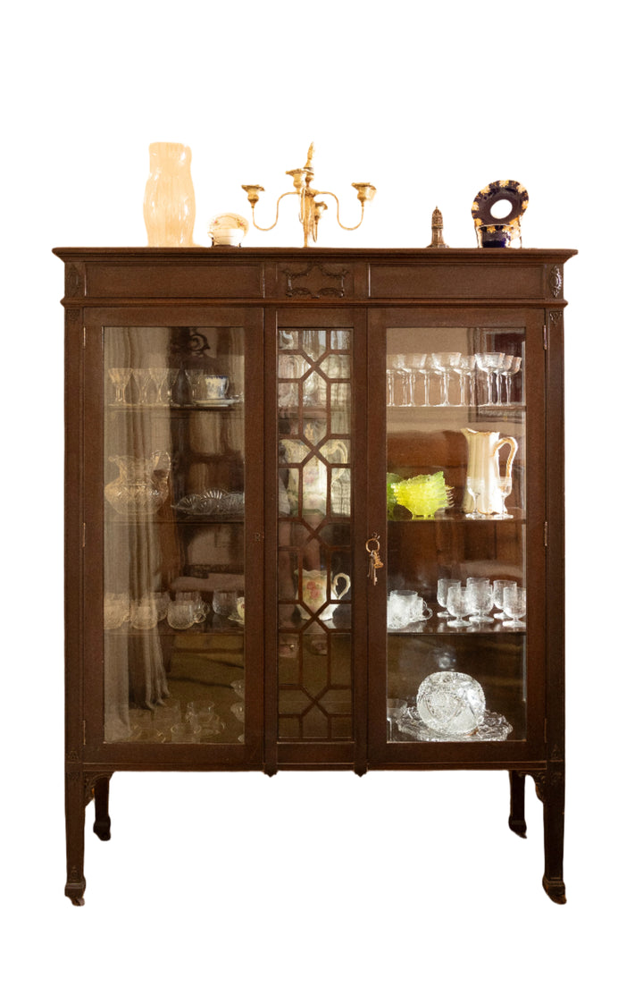Antique Glass Display Mahogany Cabinet – Mahogany *Local Pickup Available in Honey Grove, TX*