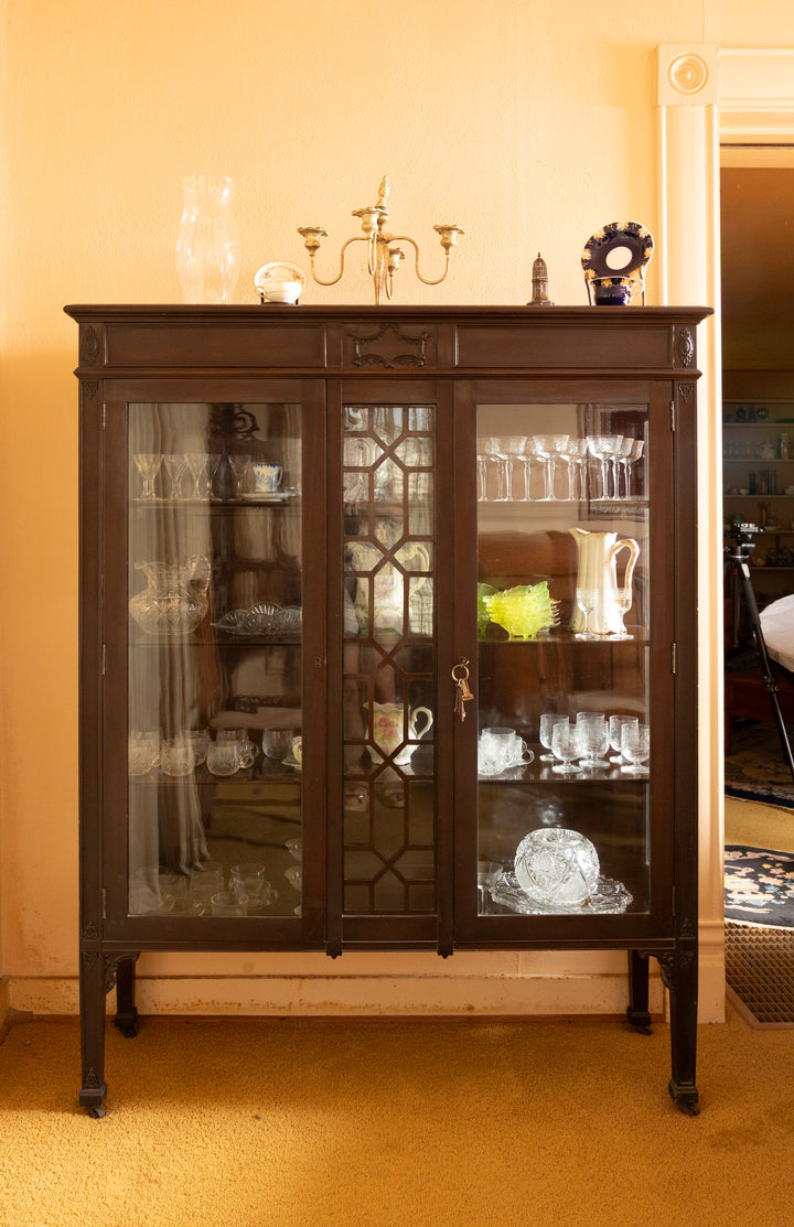 Antique Glass Display Mahogany Cabinet – Mahogany *Local Pickup Available in Honey Grove, TX*