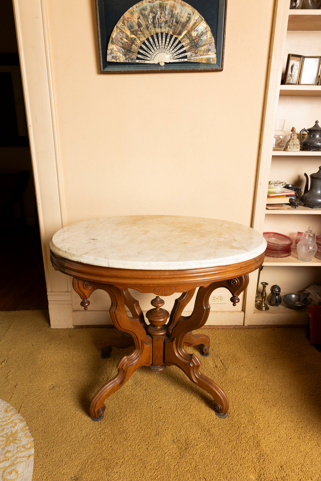 Victorian Marble-Top Parlor Table – Antique Solid Wood *Local Pickup Available in Honey Grove, TX*