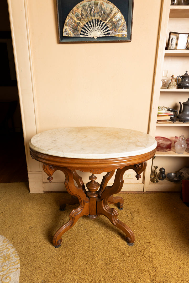 Victorian Marble-Top Parlor Table – Antique Solid Wood *Local Pickup Available in Honey Grove, TX*