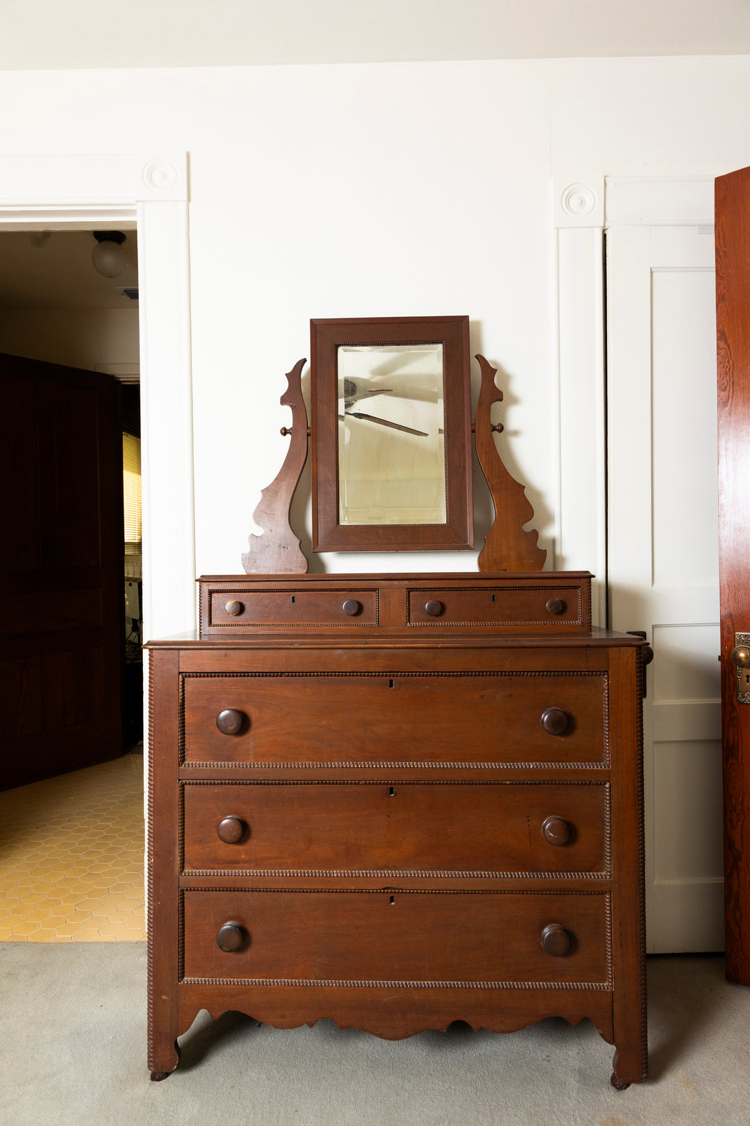 Antique 19th Century Dresser with Mirror – Hand-Cut Dovetails, Original Finish *Local Pickup Available in Honey Grove, TX*