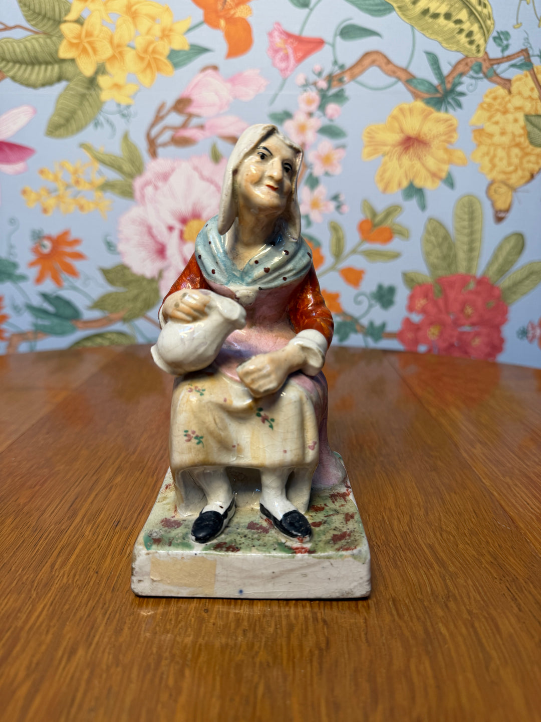 Antique Staffordshire Old Lady Sitting