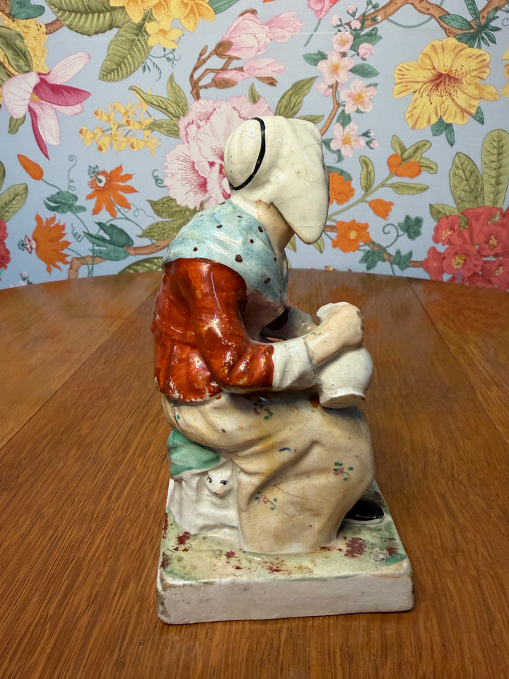 Antique Staffordshire Old Lady Sitting