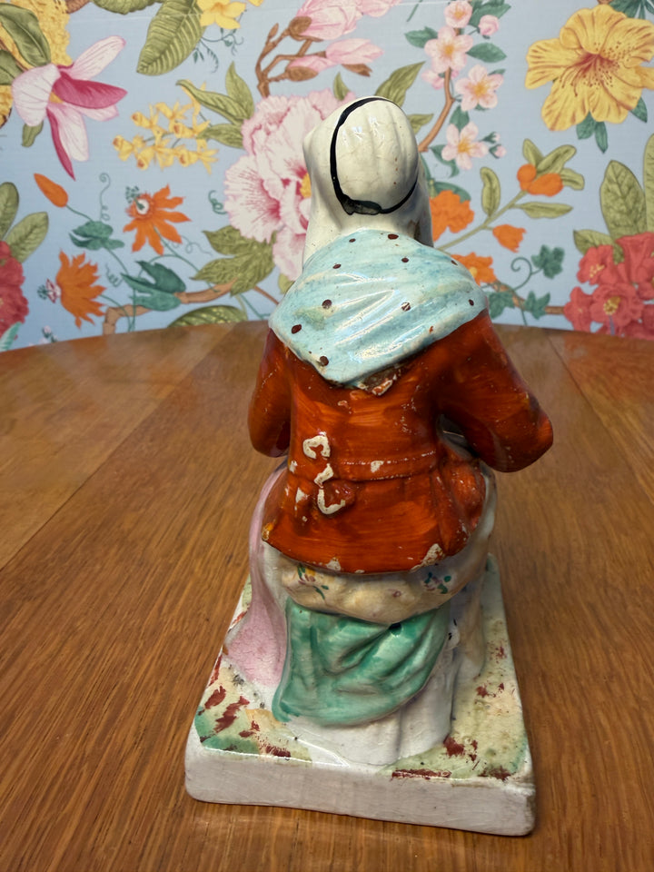 Antique Staffordshire Old Lady Sitting