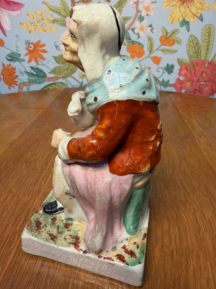 Antique Staffordshire Old Lady Sitting