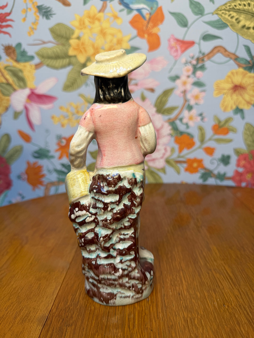 Antique Staffordshire Man with Fish Basket