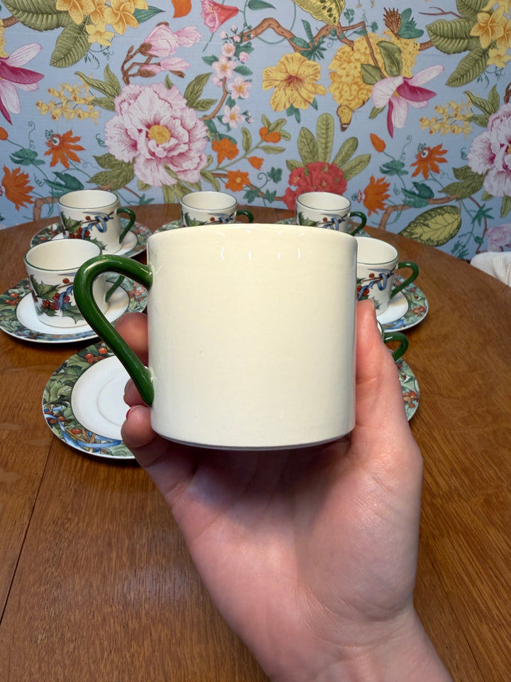 Vintage Le Houx Gien Teacups and Saucers Set of 8