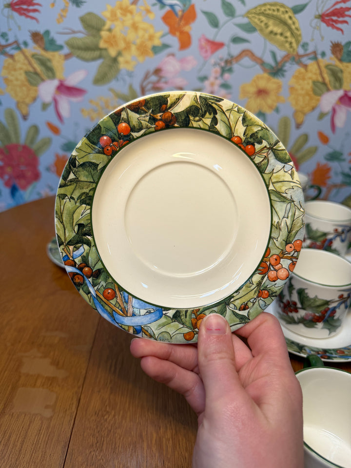 Vintage Le Houx Gien Teacups and Saucers Set of 8