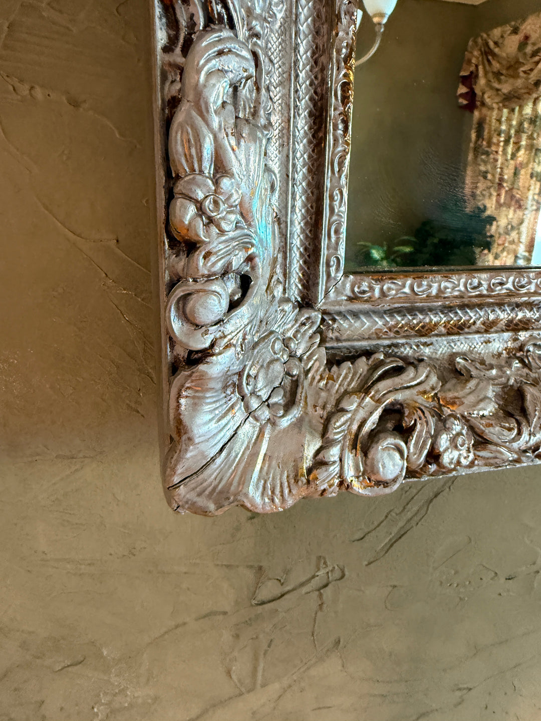 Oversized Ornate Baroque Silver Wall Mirror