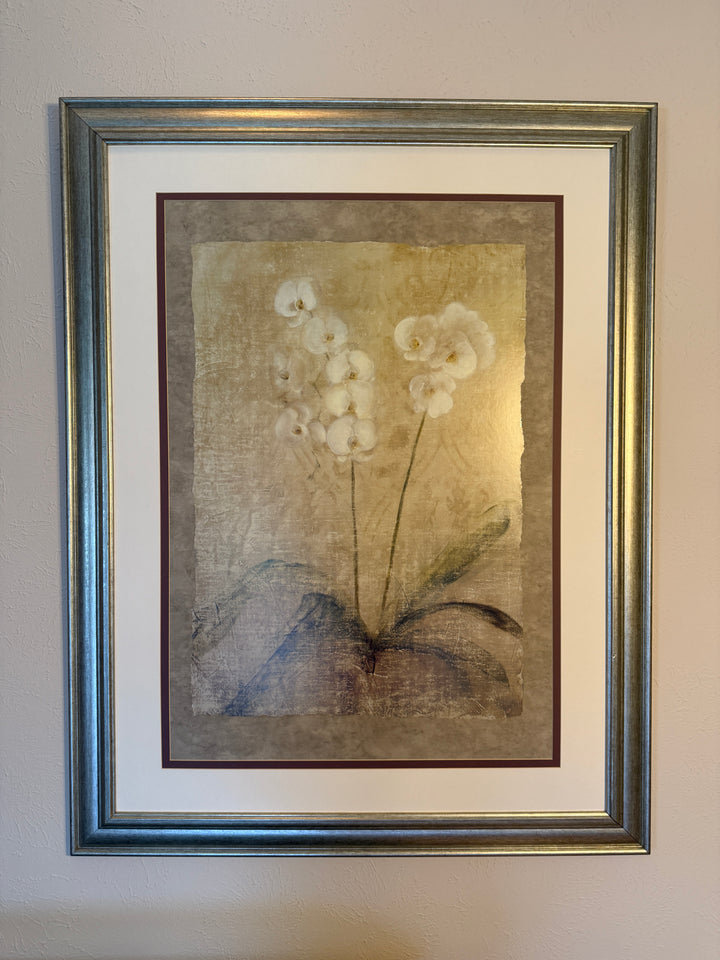 Framed Orchid Botanical Print — Silver Frame