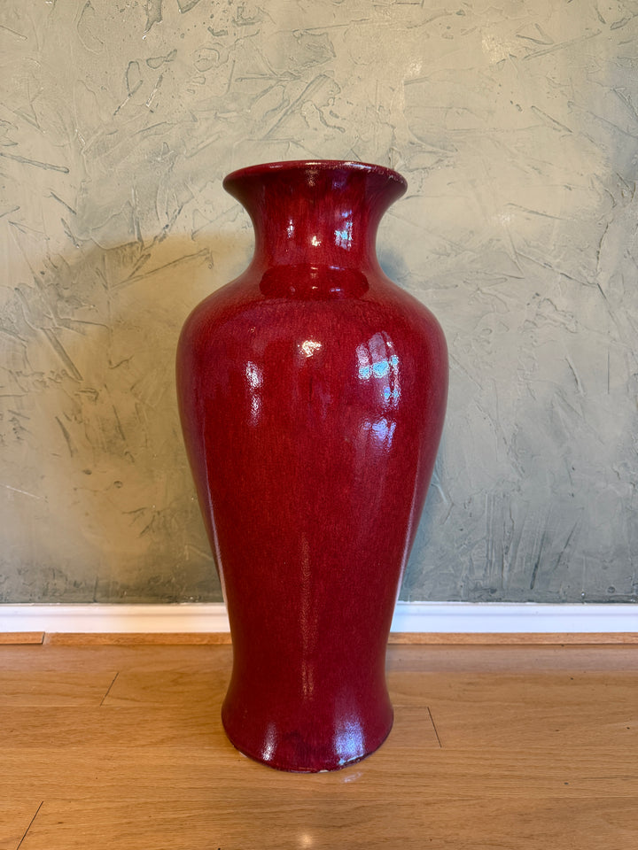 Large Red Ceramic Floor Vase
