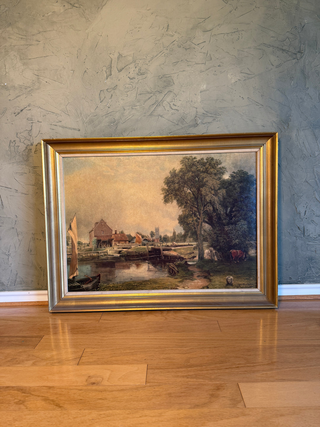 Framed Pastoral Landscape Print — Gold Frame