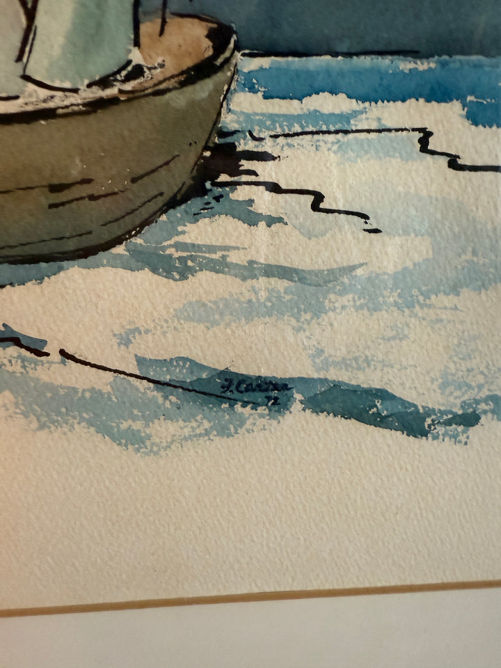 Minimalist Sailboat Watercolor & Ink