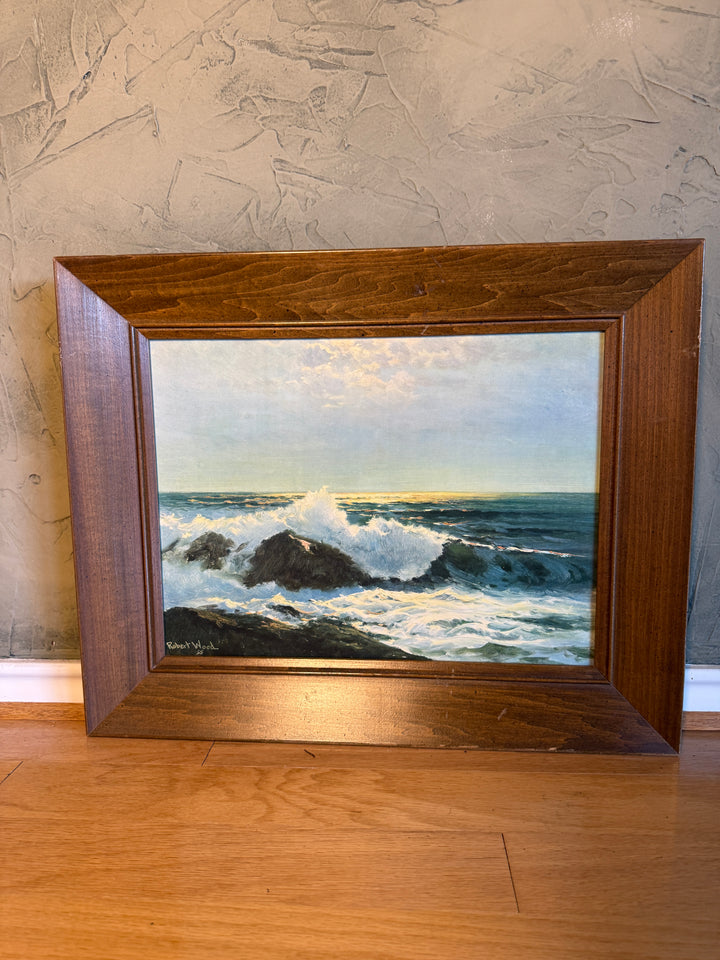 Reproduction of Seascape with Crashing Waves — Signed 'Robert Wood'
