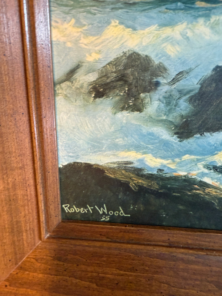 Reproduction of Seascape with Crashing Waves — Signed 'Robert Wood'