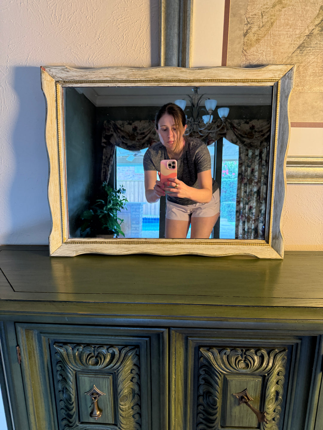 Wavy-Edge Rustic Silver Mantel Mirror