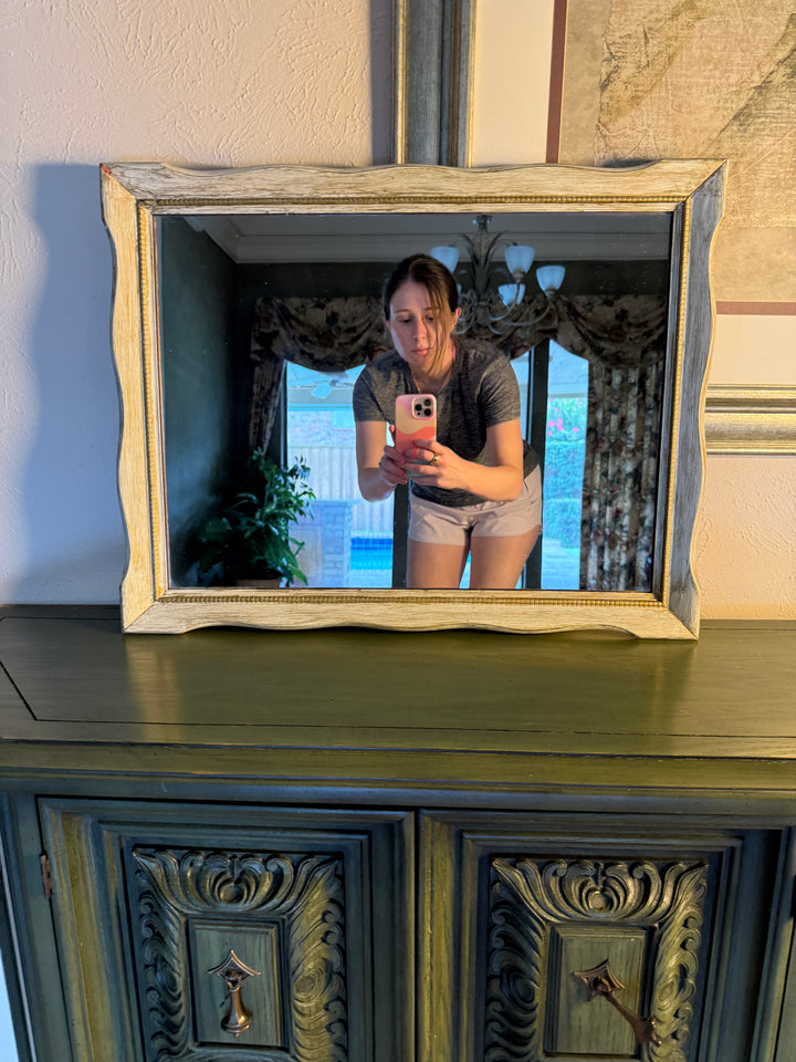 Wavy-Edge Rustic Silver Mantel Mirror