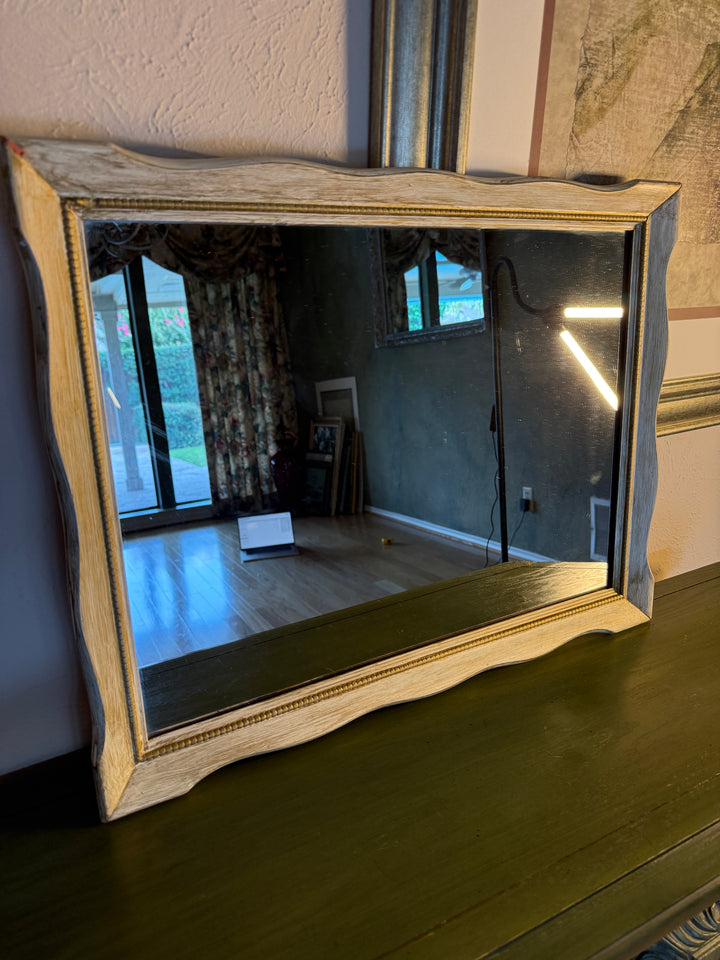 Wavy-Edge Rustic Silver Mantel Mirror