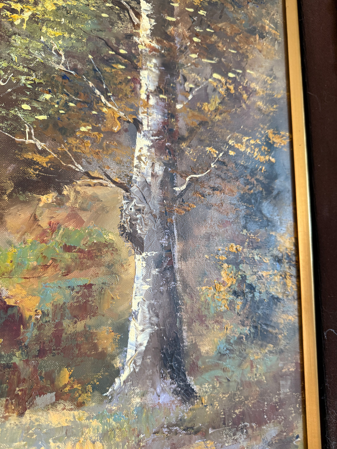 Large Forest River Landscape Painting