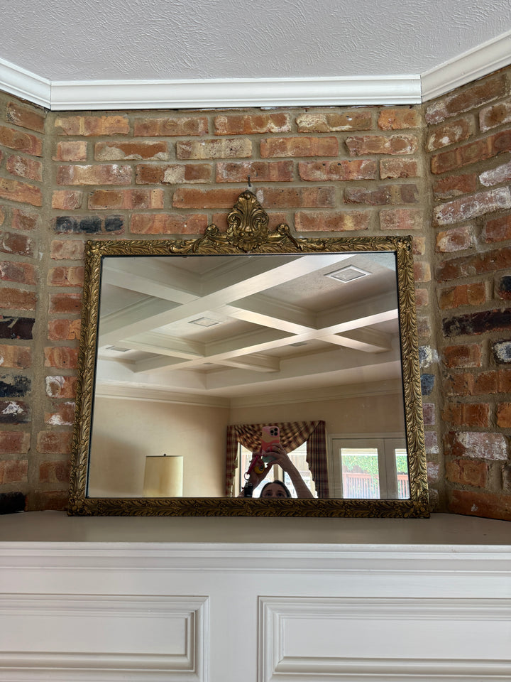 Ornate Gilt Crest Mantel Mirror