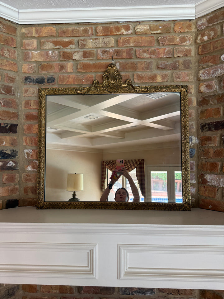 Ornate Gilt Crest Mantel Mirror