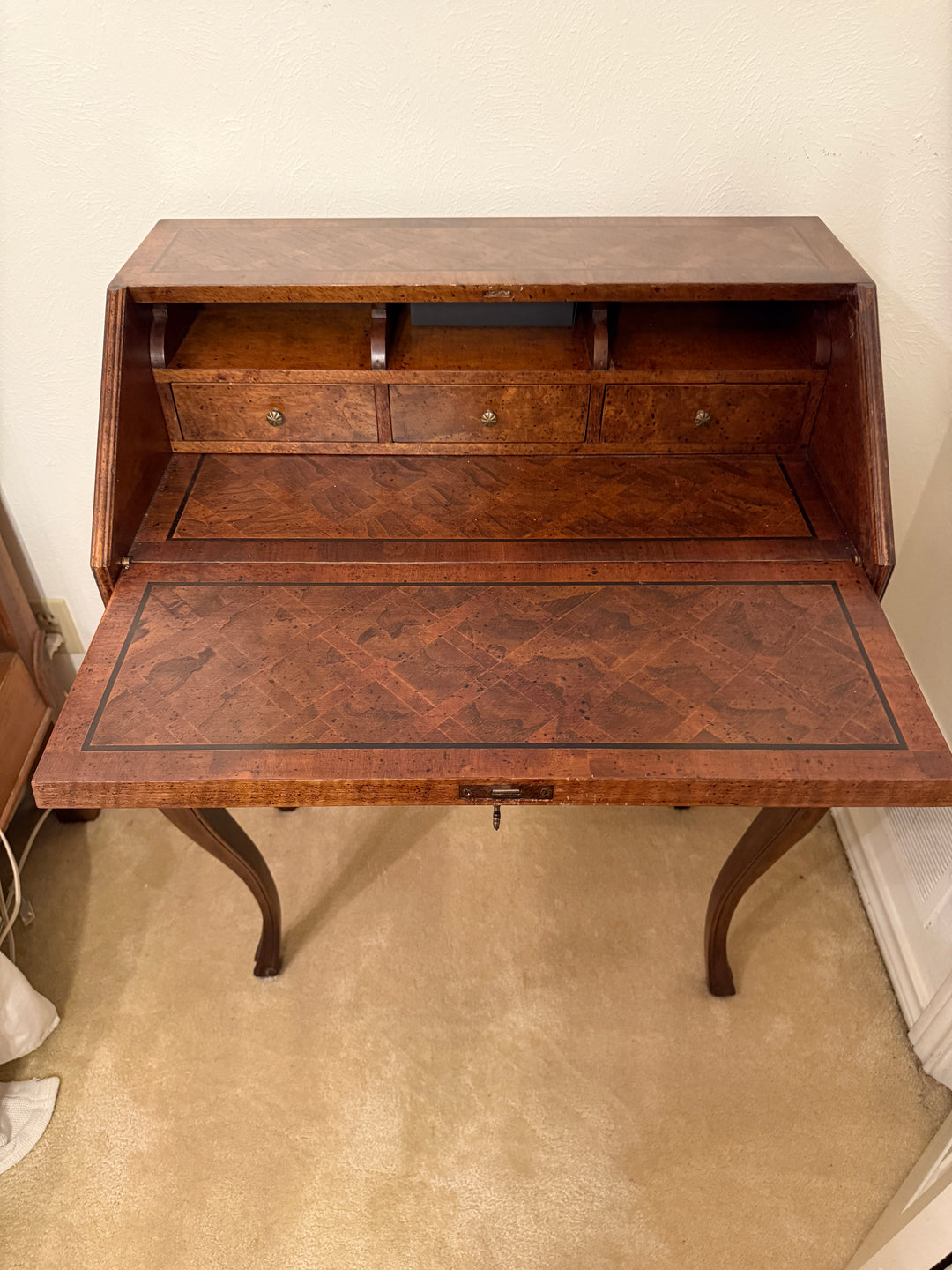 French Provincial Inlaid Secretary Desk