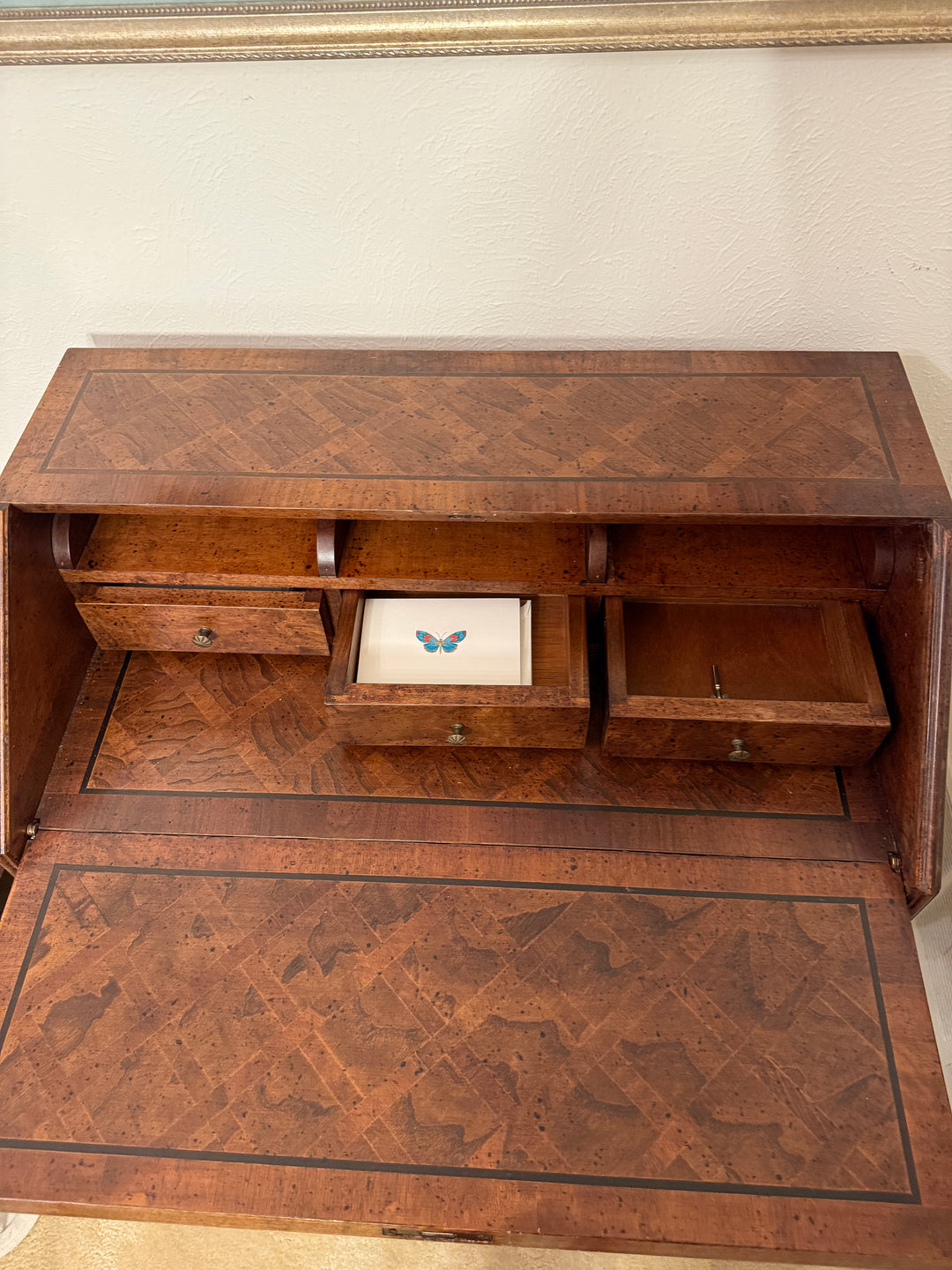 French Provincial Inlaid Secretary Desk