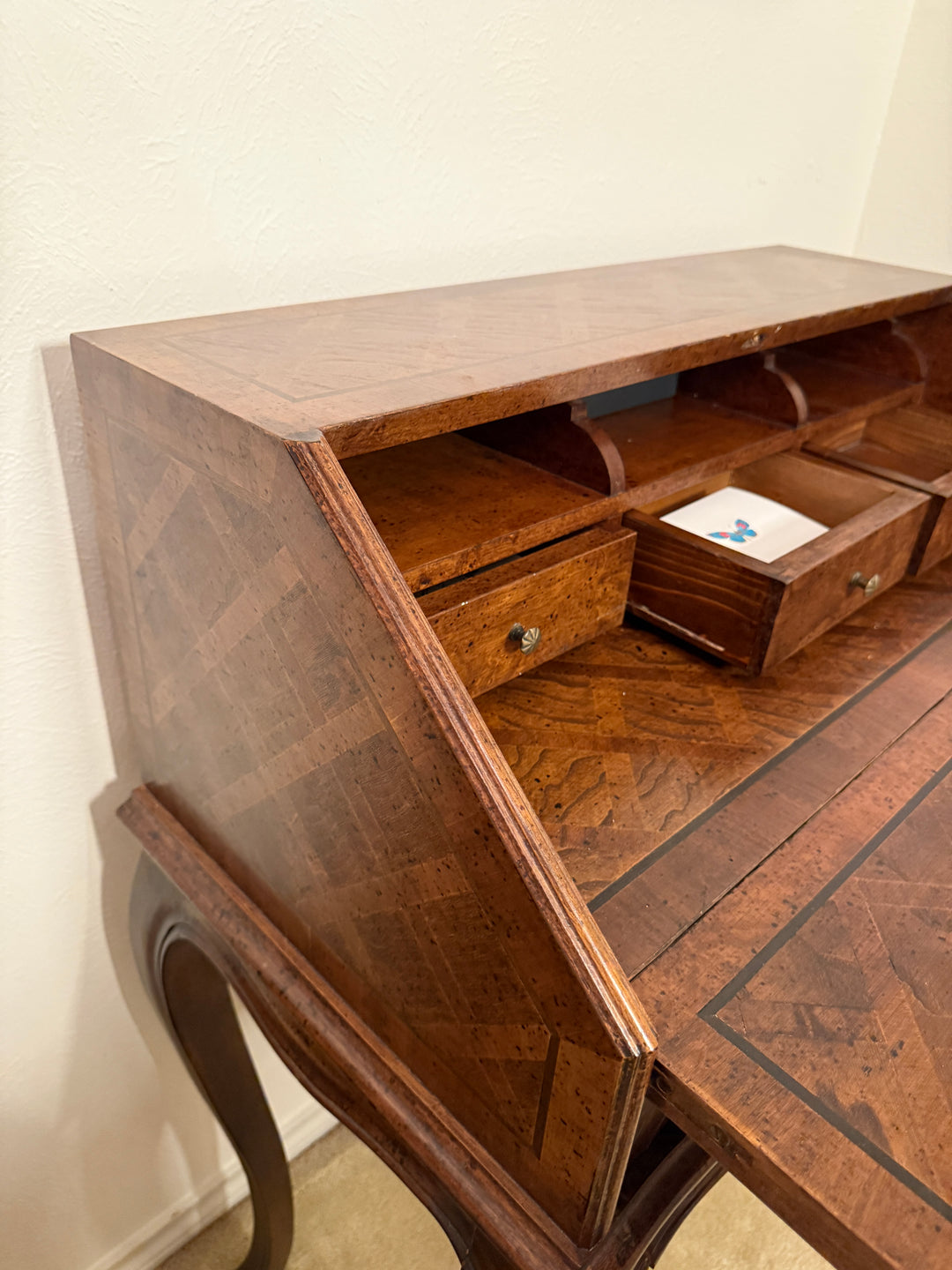 French Provincial Inlaid Secretary Desk