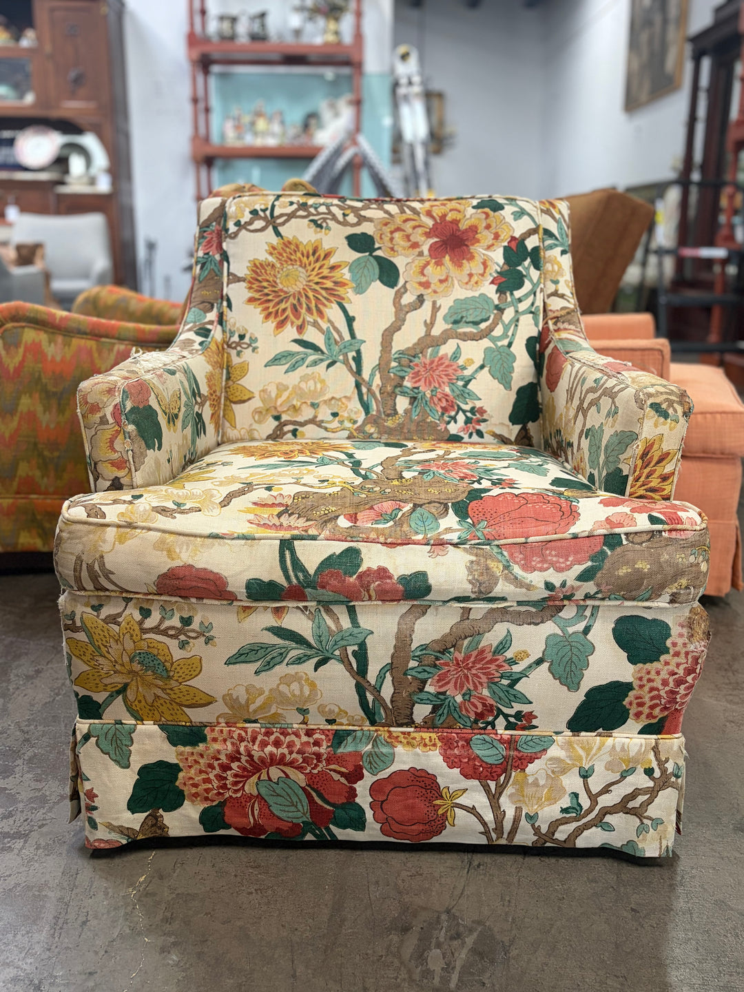 Floral Upholstered Armchair