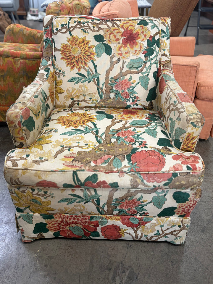 Floral Upholstered Armchair