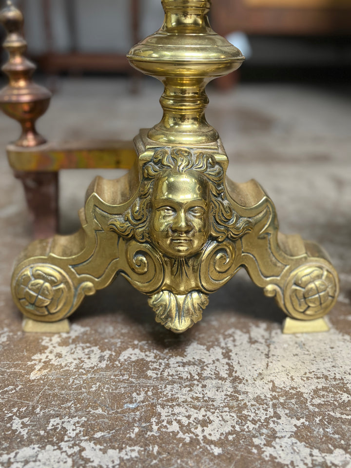 Set of 2 Brass Andirons