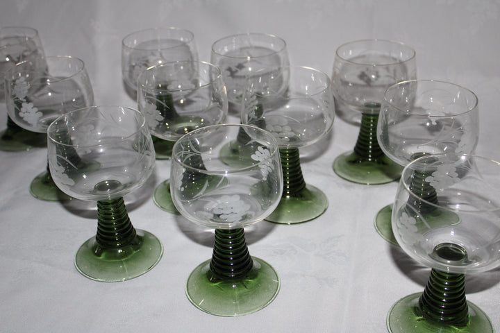Luminarc - Roemer Wine Glasses Set of 12 With Etched Grape & Vine Pattern