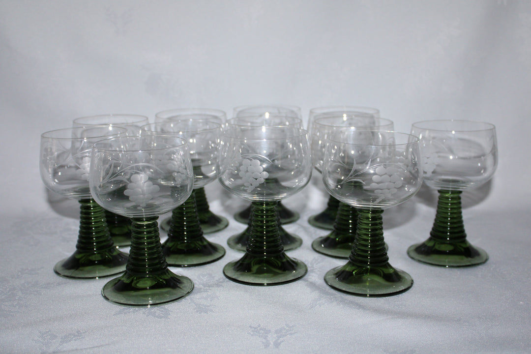 Luminarc - Roemer Wine Glasses Set of 12 With Etched Grape & Vine Pattern