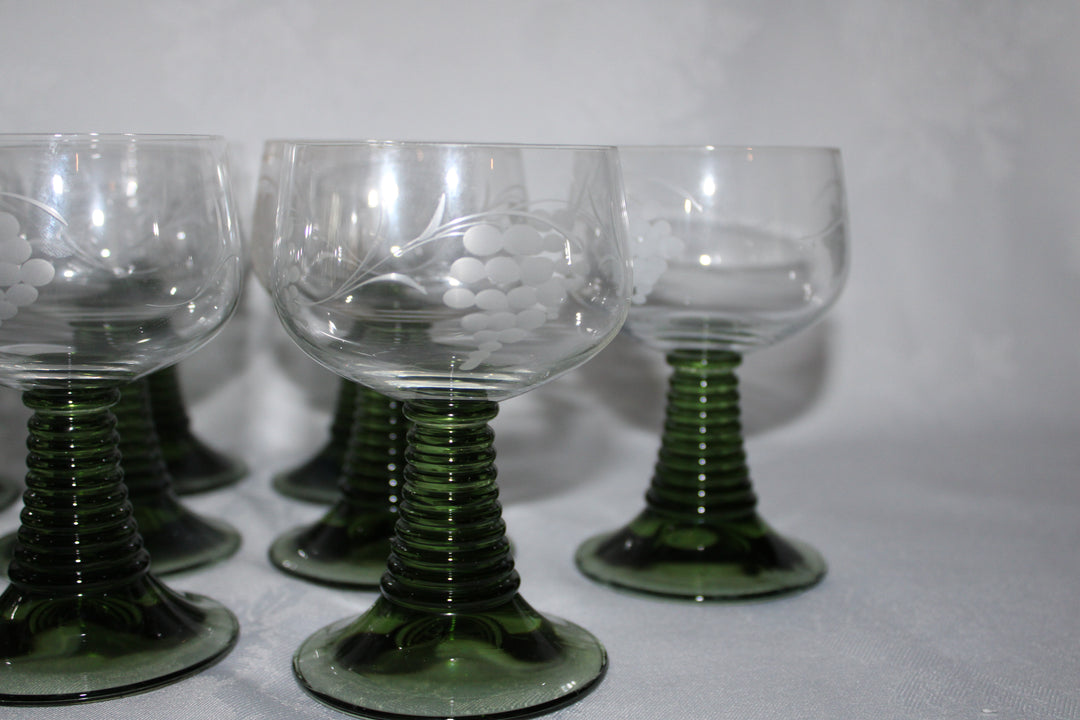 Luminarc - Roemer Wine Glasses Set of 12 With Etched Grape & Vine Pattern