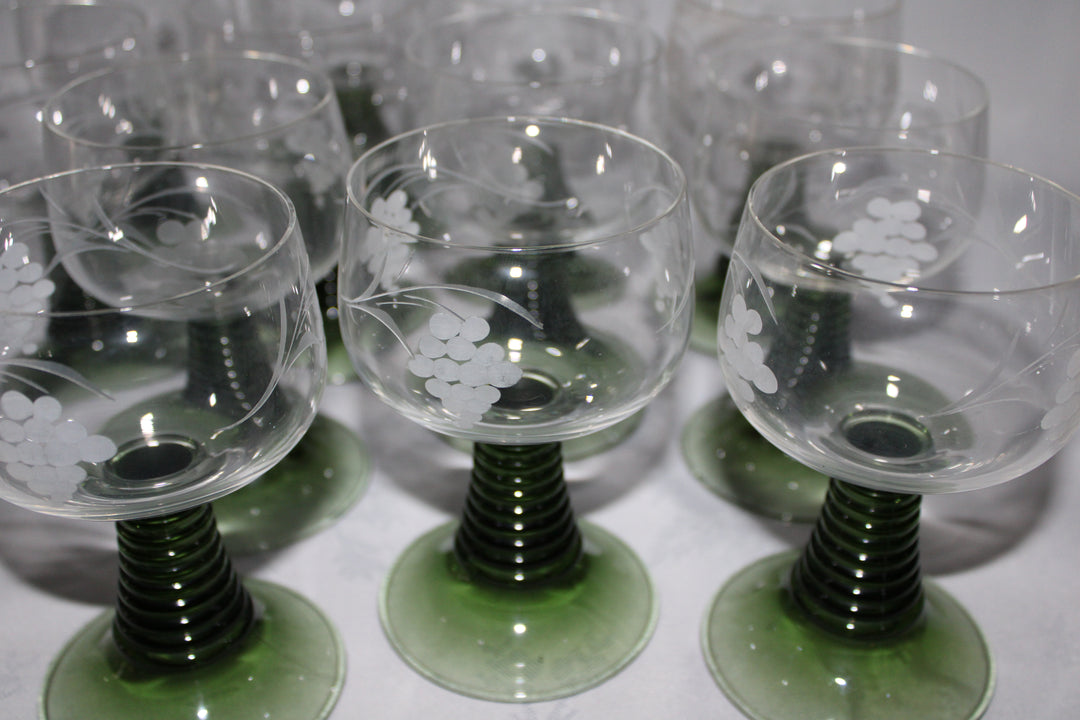 Luminarc - Roemer Wine Glasses Set of 12 With Etched Grape & Vine Pattern