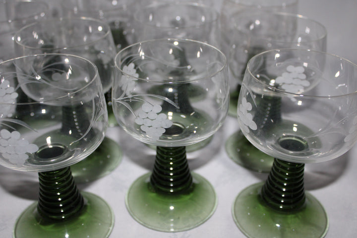 Luminarc - Roemer Wine Glasses Set of 12 With Etched Grape & Vine Pattern