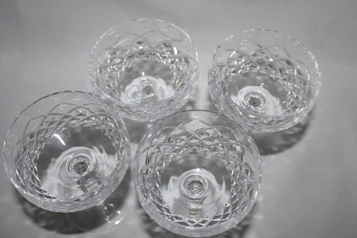 Vintage Mikasa Blown Glass Antique Lace Tall Champagne Coupe Glasses Set of 4