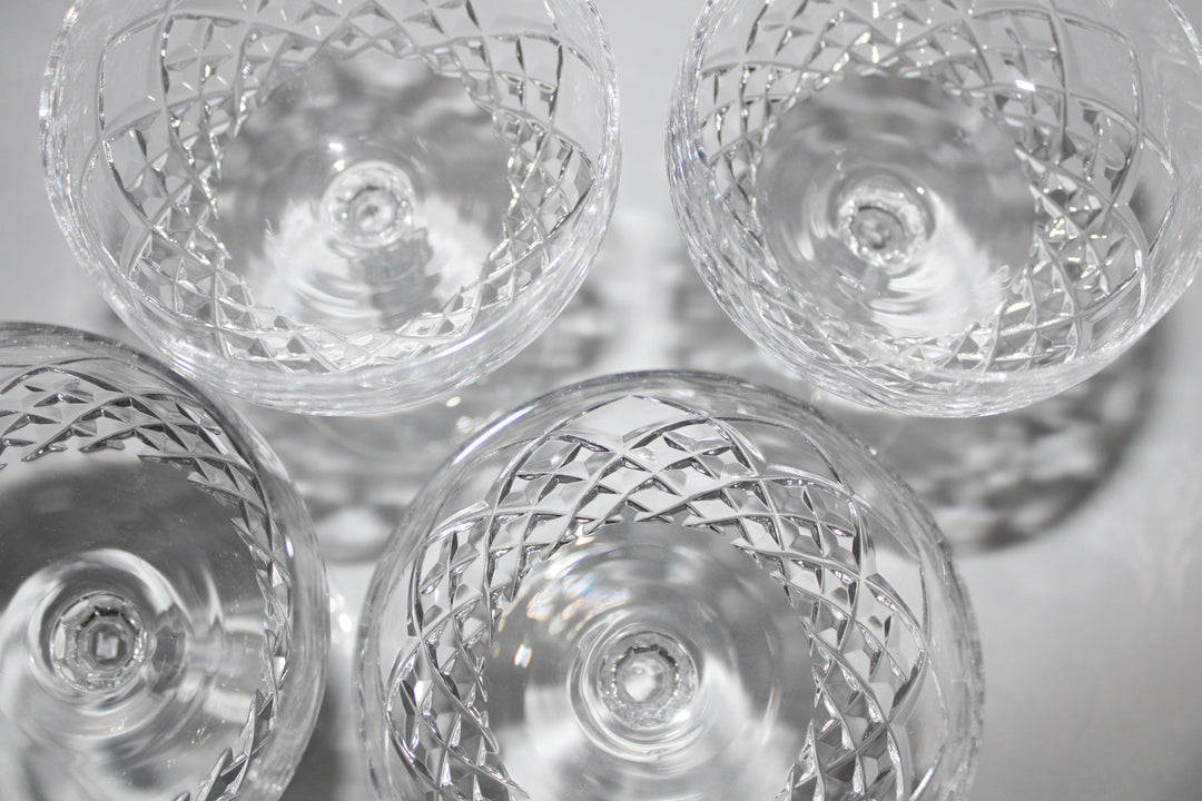 Vintage Mikasa Blown Glass Antique Lace Tall Champagne Coupe Glasses Set of 4