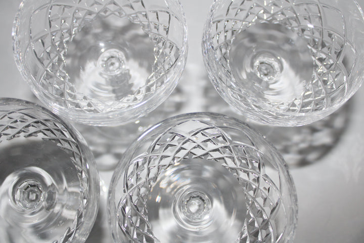 Vintage Mikasa Blown Glass Antique Lace Tall Champagne Coupe Glasses Set of 4